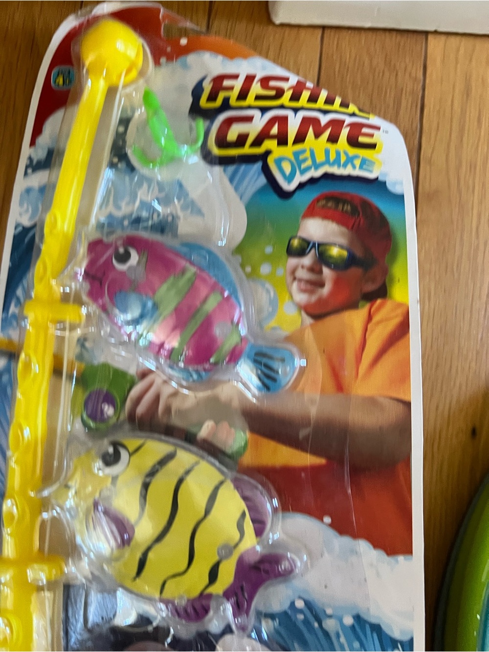 Fishing Game Deluxe Kids Toy - Yellow/Purple Rod with Multicolor Fish - Picture 2 of 5